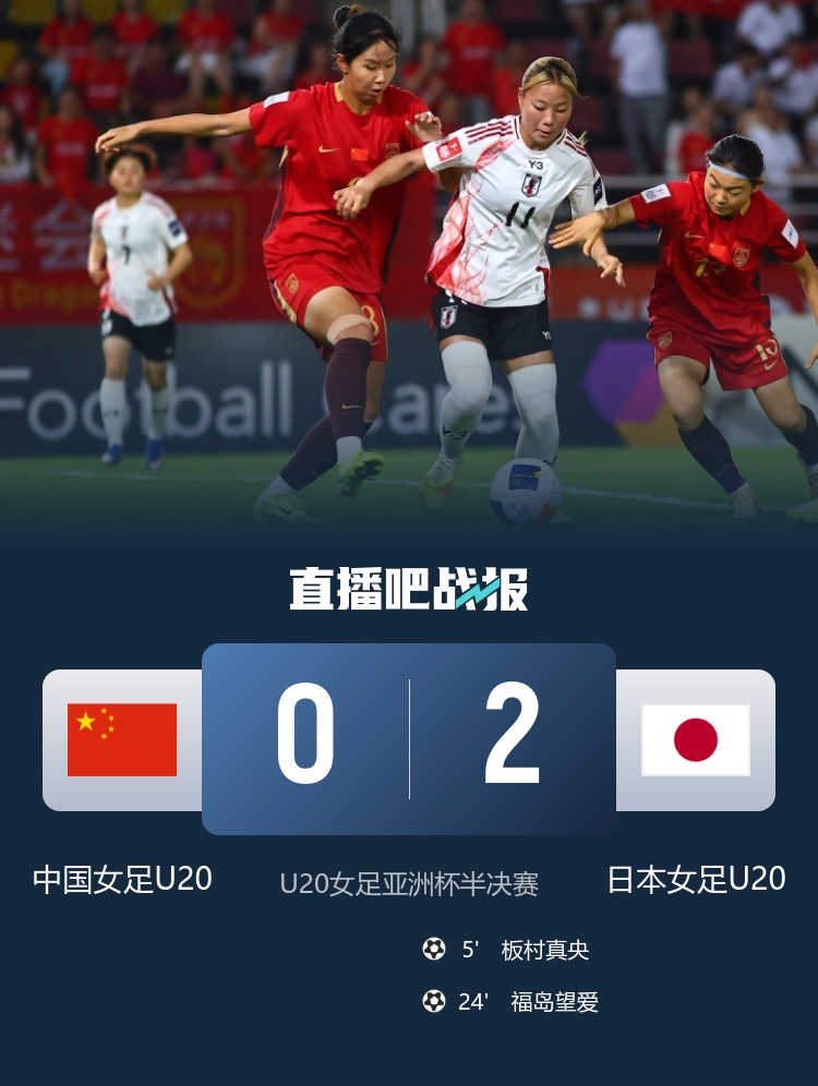 U20女足亞洲杯中國0-2日本 控球率18%遭技術(shù)壓制仍晉級(jí)世青賽