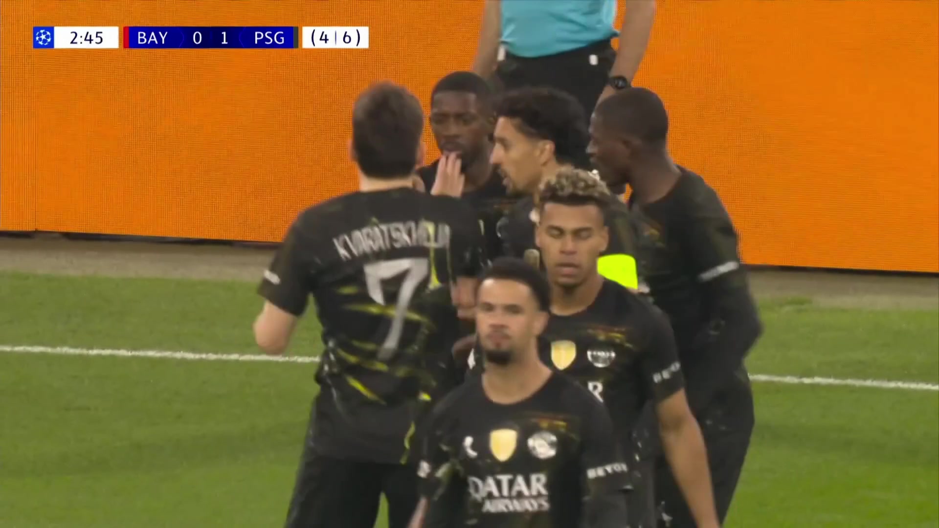 大巴黎開場3分鐘閃擊！K77左路助攻登貝萊破門！巴黎客場領(lǐng)先拜仁