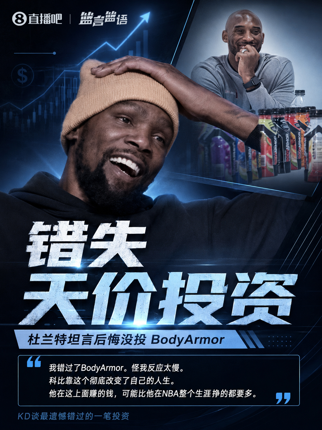 杜蘭特自曝錯失BodyArmor：科比憑此投資獲利4億